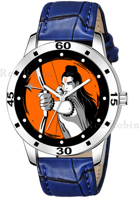 Talgo SHREE-RAM-AVO-SIL-BLU-CRL SHREE RAM Design Stylish Blue Leather Strap Wrist Watch for Hindu Men and Boys Analog Watch  - For Men