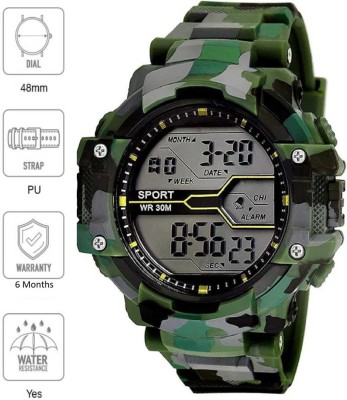 Harbor CH ARMY Military Green Army Camouflage Sport Water&Shock Resistance Alarm Watch Wrist Digital Watch  - For Boys