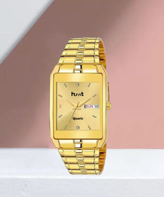 hmt QUARTZ GLD-9151 Water Resistant Day & Date Series Golden Plating Golden Metal Wrist Watch Analog Watch  - For Men