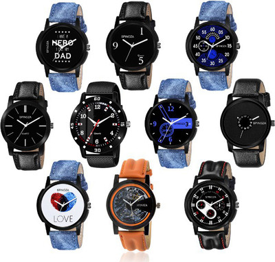 ROZHOK Many-Hued with Different Pattern Slim Dial Leather Belt Combo For Boys Analog Watch  - For Boys & Girls