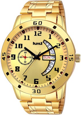 Hmrt Day Date Functioning Gold Dial Golden chain Analog Watch  - For Men