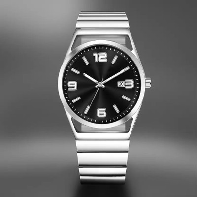Romofy Luxury Men’s Watches Premium Collection Men Black Dial Date Functioning Stainless Steel Belt Watches Analog Watch  - For Men