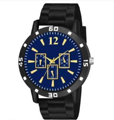 KU Blue Sq Crono Dial Bumpper Pu Black Belt Men and Boy Watch Analog Watch  - For Boys