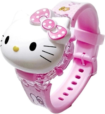 Timefit Pink Kitty Cartoon Hello Kitty Princess Watch Best Quality Cartoon Character Digital Watch  - For Girls