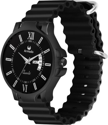 ARMADO 1538- Silicon BLK 1538-black Silicon strap Day And Date analog watch for Men Analog Watch  - For Boys