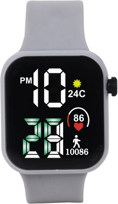 MVS Multicolor Digital Digit LED Square Boys Watches (Not Smartwatch) Smartwatch(Grey Strap, M)