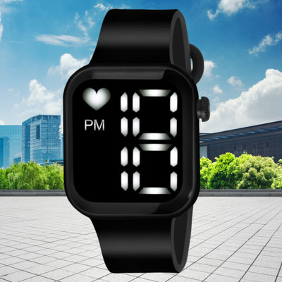 ADR ADRF-01 (Black) Teenagers LED Luxurious Fashion Silicone Black Colored (Not Smart Watch) Digital Watch  - For Men & Women