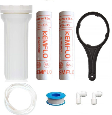 KRPLUS RO Pre Filter Housing Bowl With Spun Filter 5 Micron, Pipe & Wrench Key (10-Inch Solid Filter Cartridge(5, Pack of 7)