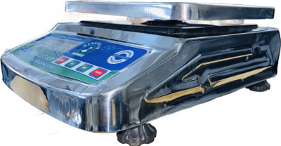 King Star Full Boday Stainless Steel Electronic Chargeable Weighing Scale Ultra Bright fb Weighing Scale(Green Display 30kg x 2g for Kirana Shop, Kitchens, Industrial Uses and Factories)