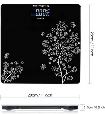 King Star Digital Weight Machine, LCD Display, Toughened Glass, Black with Floral Pattern Weighing Scale(Black)