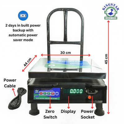 King Star 300X300MM Kitchen Scale Cap. 100Kg F&B Green Display Steel Pan Size 12X12 inches Weighing Scale(steel)