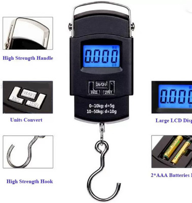 BOLDHIGH Digital Luggage Weighing Scale for Flights and Travel Weighing Scale(Black)
