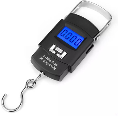 KASHPLOZE Portable 50 Kg Digital LCD Fishing Scale Hanging Hook Luggage Bag Weight Machine Weighing Scale(Black)