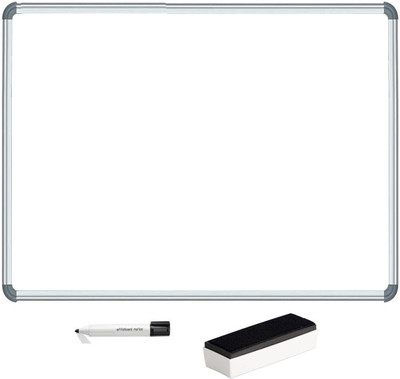 Devew Non Magnetic Plastic Whiteboard 1.5x2 feet Double Sided White Board and Chalk Board one Side White Marker and Reverse Side Chalk Board Surface,With One Marker and One Non-Magnetic Plastic Duster Whiteboards and Duster Combos(White)
