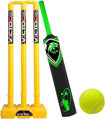 VICTOO Cricket Wickets , Cricket Stump Full Size With Plastic Bat Kit(Yellow)
