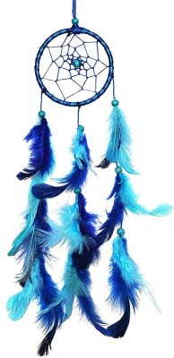 MegaValue Dream catcher Handmade Wall Hanging for Home Cafe Party Decor Feather, Wool Dream Catcher(19 inch, Blue)