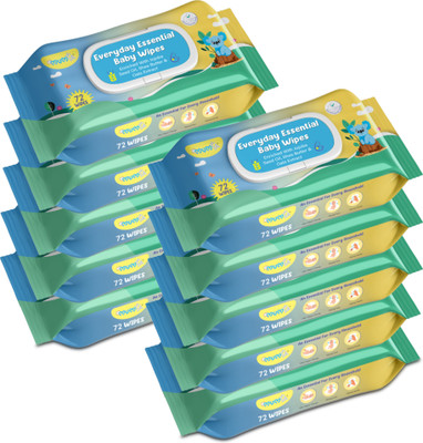 Mumta Soft Cleansing Baby Wipes with Aloe Vera & Vitamin E -72 Counts/Pack (Set of 10)(720 Wipes)