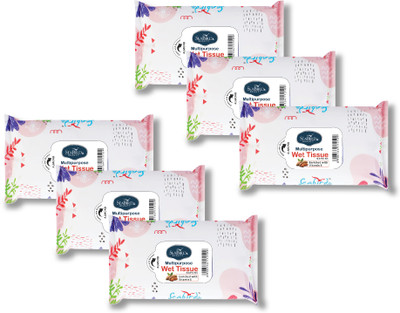 seabird Best Wet FaceWipes For Instant Sweat Cleaning Soft&Fresh Tissue Womens And Mens(6 Tissues)