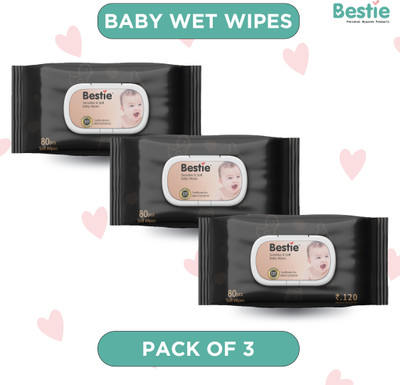 Bestie Plant Based Pure Water Baby Wet Wipes With Aloe Vera & Calendula Oil-80PCS(3 Wipes)