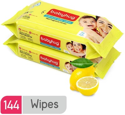 babyhug Premium Baby Lemon Wipes - 72 Pieces (PACK OF 2)(144 Wipes)