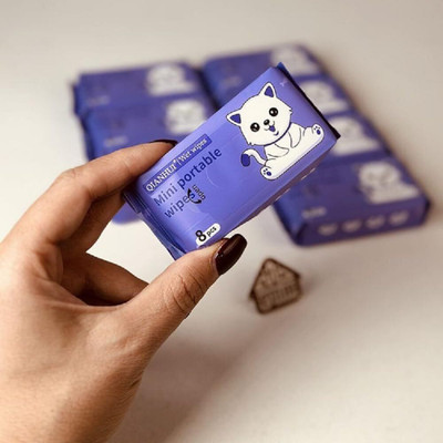 DevDarsh Mini Portable Wet Wipes 8Pcs Travel Size pack for Kids & Adults Cleaning Tissues(8 Wipes)