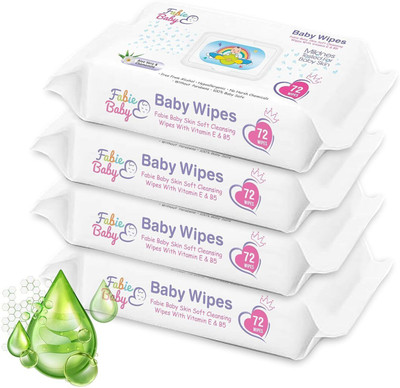 Fabie Baby Skin Soft Cleansing Wet Baby Wipes Alcohol Free With Vitamin ...