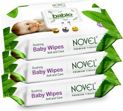 NOVEL Baby Wipes 72 Sheets pack of 3/with Lid(216 Wipes)