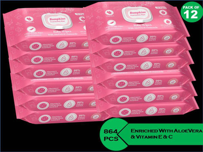Bumpkins Aloe Vera & Vitmain E + C ,No Parabens & Chlorine(864 Wipes)(12 Wipes)