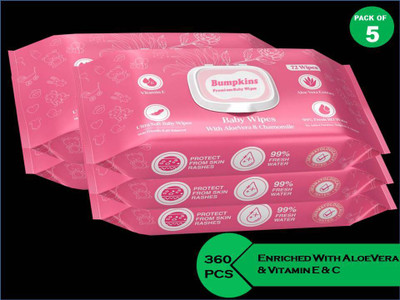 Bumpkins Aloe Vera & Vitmain E + C ,No Parabens & Chlorine(360 Wipes)(5 Wipes)