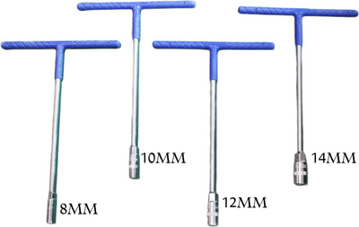 Hex T-Type Handle Socket Wrench Deep Reach Nut Driver T Spanner (8 mm, 10 mm, 12 mm, 14mm) Single Sided T Type Wrench(Pack of 1)