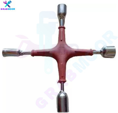 Four Sided Lug Wrench (Size - 10,11,13,14) GM-4A 4 WAY CROSS SPANNER WRENCH SIZE 10,11,13,14 Double Sided Lug Wrench(Pack of 1)