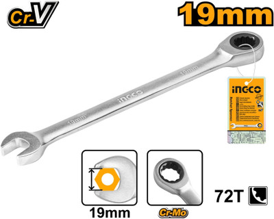 Ratcheting Combination Wrench Spanner Head Geared Wrench Ratchet Spanner 19mm Pack of 1Pcs Double Sided Rachet Wrench(Pack of 1)