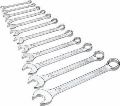 Rajwati 12 PCS Combination Wrench Set AA-23, 12 PCS Combination Wrench Set Double Sided Heavy Duty Round Ring Spanners with Hanging Tray - 12 Pcs Set Double Sided Combination Wrench(Pack of 12)