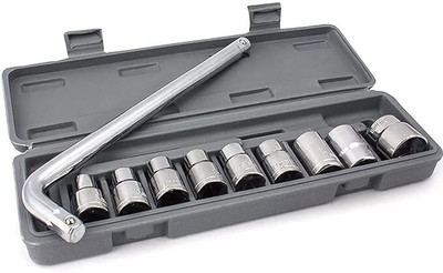 Shinzee 10 pcs Tool Kit Set/Precise Sleeve Wrench Hand Tool 1/2inch Drive Metric Socket Set for Automobile Repair L Type Handle Socket Spannar Single Sided Combination Wrench(Pack of 1)