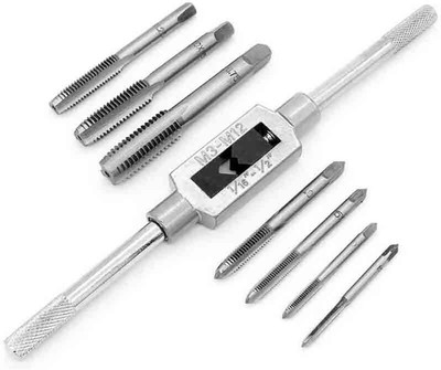 NITYA 8 Piece Metric Tap Set - Adjustable Hand Metric Thread Tap Tap for general purpose, M3 M4 M5 M6 M8 M10 M12
