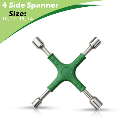 Wolzook Four Sided Lug Wrench (SIZE 10,11,13,14) w_ Single Sided Lug Wrench(Pack of 1)