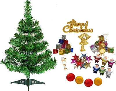CraftVatika Artificial Christmas Tree Decoration Combo Xmas Tree With 50 Hanging Ornaments Hanging Ornaments Pack of 51