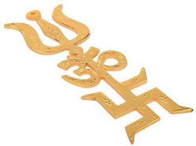 SHRI ASTHA VINAYAK Om Swastik Trishul Trishakti Yantra 6 inch Brass Yantra(Pack of 1)