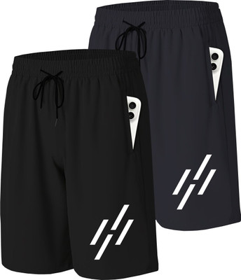 AVOLT Printed Men Grey, Black Sports Shorts