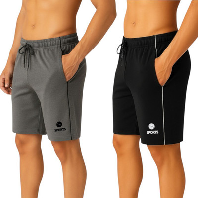 Aargee Solid Men Grey, Black Regular Shorts