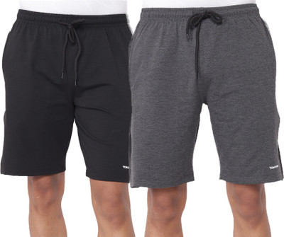 Tom Burg Color Block Men Black, Dark Grey Basic Shorts