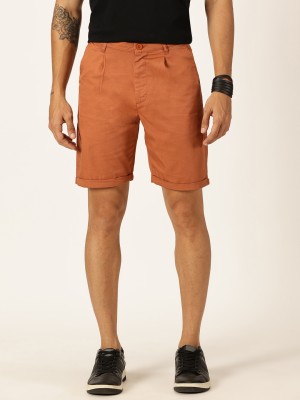 Thomas Scott Solid Men Orange Casual Shorts