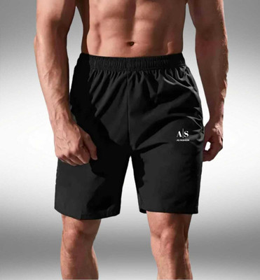 AS FASHION Solid Men Black Regular Shorts