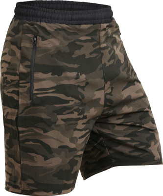 NINQ Military Camouflage Men Green Regular Shorts, Sports Shorts, Compression Shorts, Cycling Shorts, Running Shorts