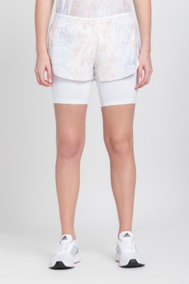 ADIDAS Printed Women White Sports Shorts