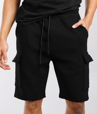 TRIPR Solid Men Black Regular Shorts