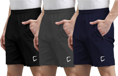 CRAVVEN Solid Men Multicolor Sports Shorts