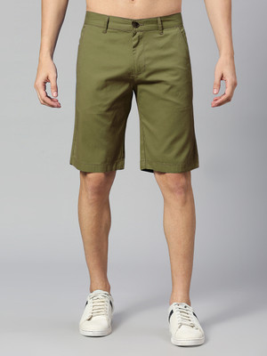 Thomas Scott Solid Men Dark Green Chino Shorts