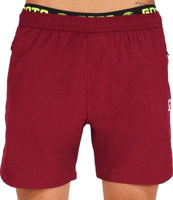 GOTO Solid Men Maroon Sports Shorts