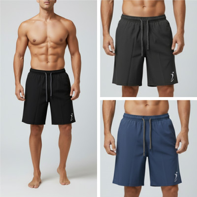 VibePulse Printed Men Black, Dark Grey, Light Blue Regular Shorts